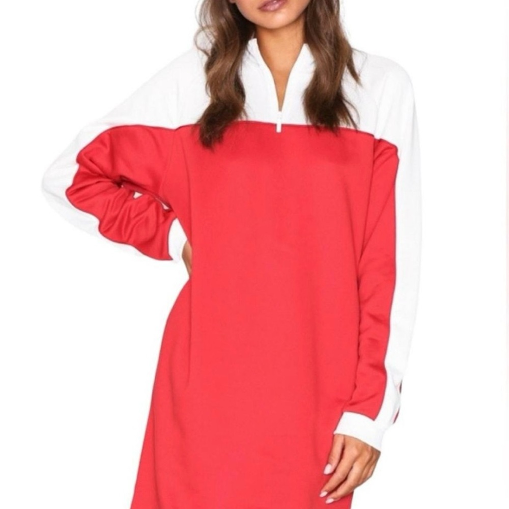 PUMA Turtleneck Crew Dress Red and Off White Waist... - XL